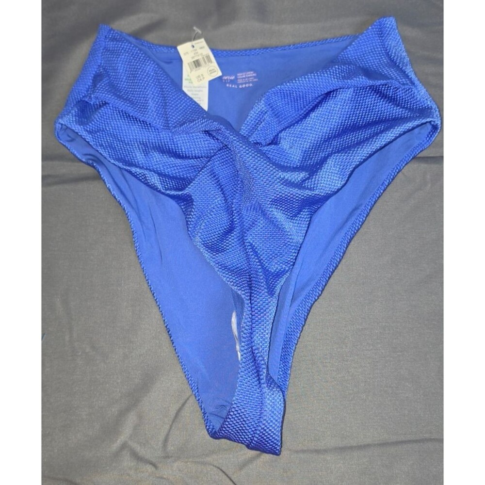 Aerie High Cut Cheeky Swim Bathing Suit Blue Bottom Size Small S New
